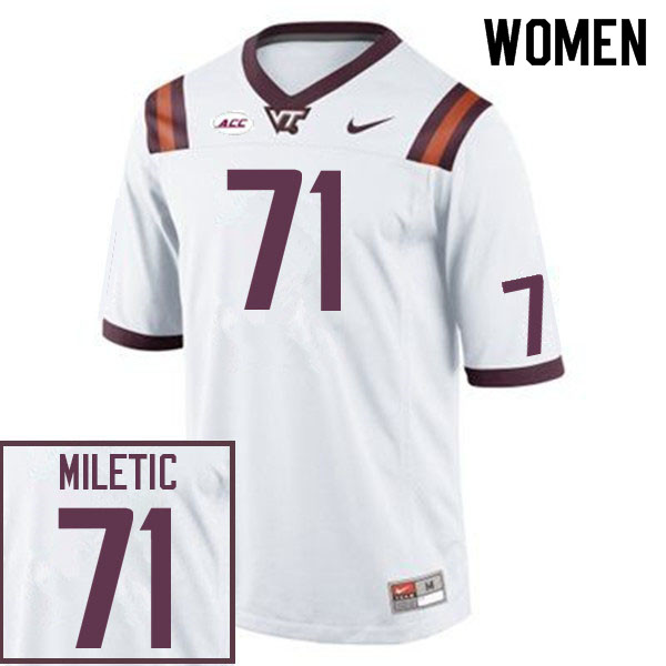 Women #71 Danijel Miletic Virginia Tech Hokies College Football Jerseys Sale-White